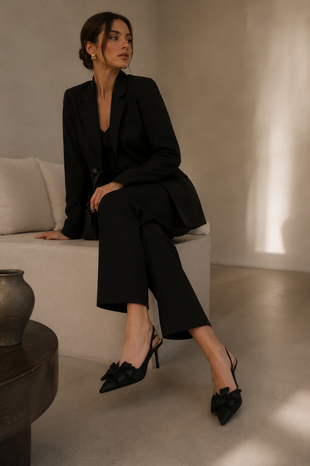 Noir Rosé™ | Satin Bow Slingbacks