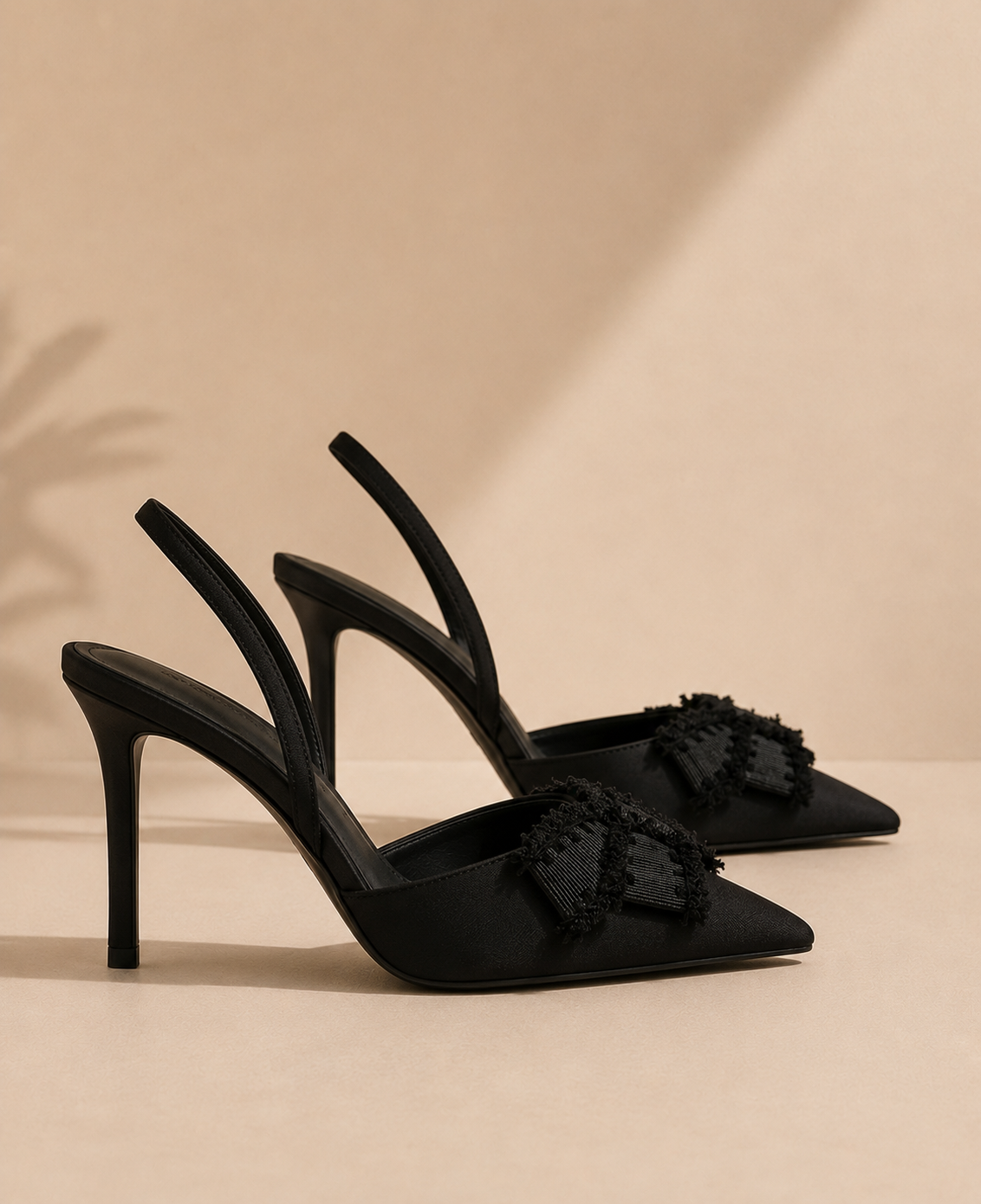 Noir Rosé™ | Satin Bow Slingbacks